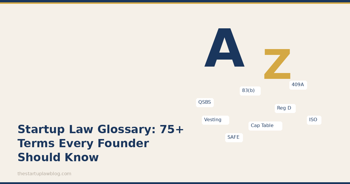Startup founder workspace representing legal terminology